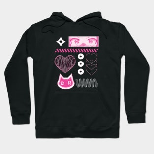 Y2K manga girl kitty Pink Edition Hoodie